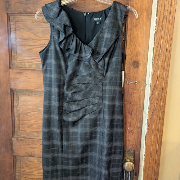 Allen B. By Allen Schwartz Gray Ruched Sheath Midi Dress - Picture 1 of 11